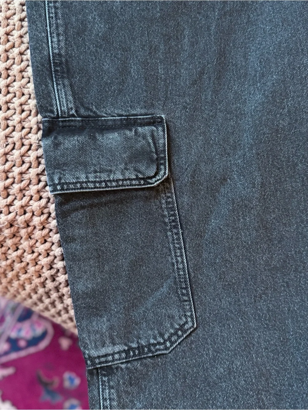 Levi’s Premium 568 Loose Straight Cargo Jeans Black Wash 38x32 NWT
